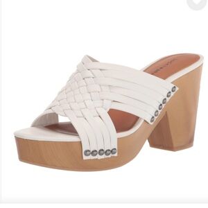 NEW!Lucky Brand Womens Tellimi Leather Studded Platform Sandals Shoe White Sz 11